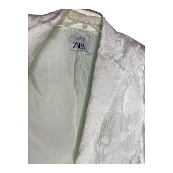 Zara Women’s Jacquard Floral Blazer with Notched Lapels Oyster White SZ S - Picture 7 of 7